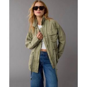 American Eagle Outfitters Light Olive Utility Jacket